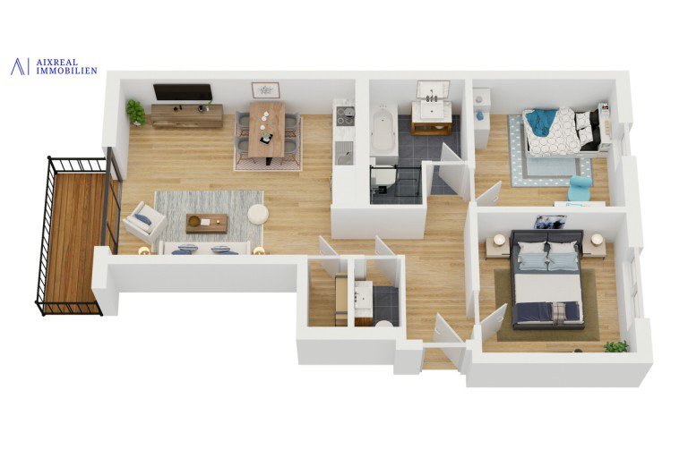 3D Grundriss_Wohnung 9_Perspektive Herzogenrath Etagenwohnung I VERMIETET I Neubauwohnungen am Kl�sterchen in Herzogenrath