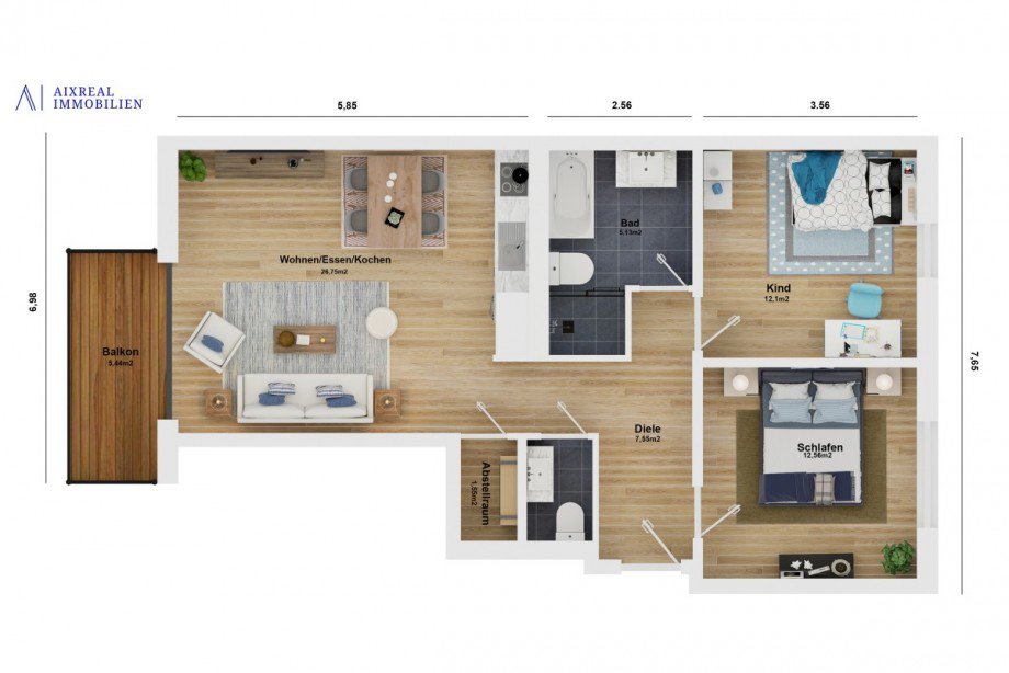 3D Grundriss_Wohnung 9_TopView.jpg Etagenwohnung Herzogenrath