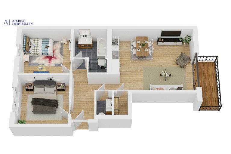 3D Grundriss_Wohnung 10_Perspektive Herzogenrath Etagenwohnung I VERMIETET I Neubauwohnungen am Kl�sterchen in Herzogenrath