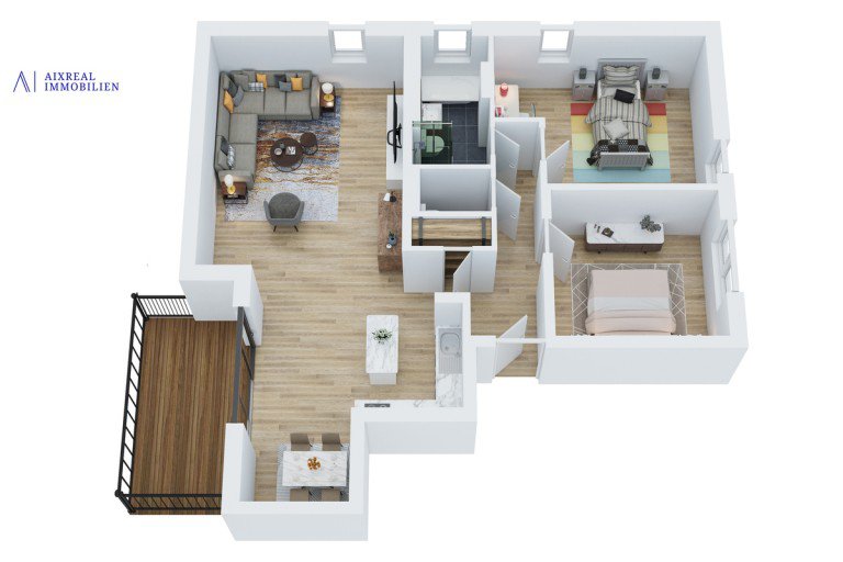 3D Grundriss_Wohnung 16_Perspektive Herzogenrath Etagenwohnung I VERMIETET I Neubauwohnungen am Kl�sterchen in Herzogenrath