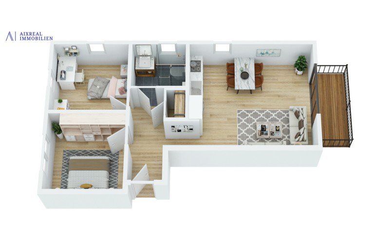 3D Grundriss_Wohnung 7_Perspektive Herzogenrath Etagenwohnung I VERMIETET I Neubauwohnungen am Kl�sterchen in Herzogenrath