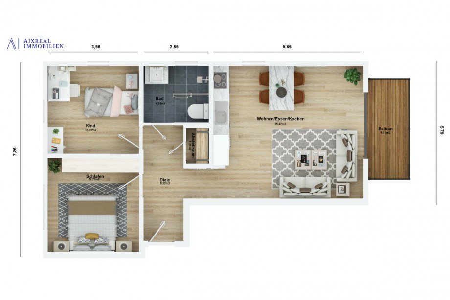 3D Grundriss_Wohnung 7_TopView.jpg Etagenwohnung Herzogenrath