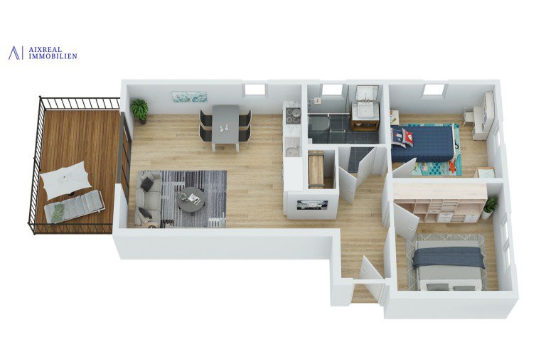 3D Grundriss_Wohnung 6_Perspektive Herzogenrath Wohnung I VERMIETET I Neubauwohnungen am Kl�sterchen in Herzogenrath
