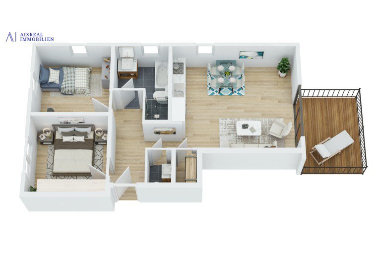 3D Grundriss_Wohnung 4_Perspektive Herzogenrath Wohnung I VERMIETET I Neubauwohnungen am Kl�sterchen in Herzogenrath